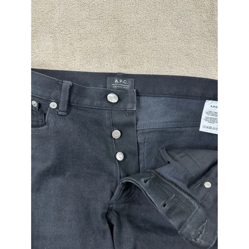 APC Petit Standard Jean Droit Etroit Black Denim Jeans Size 29(31) x 31 EUC
